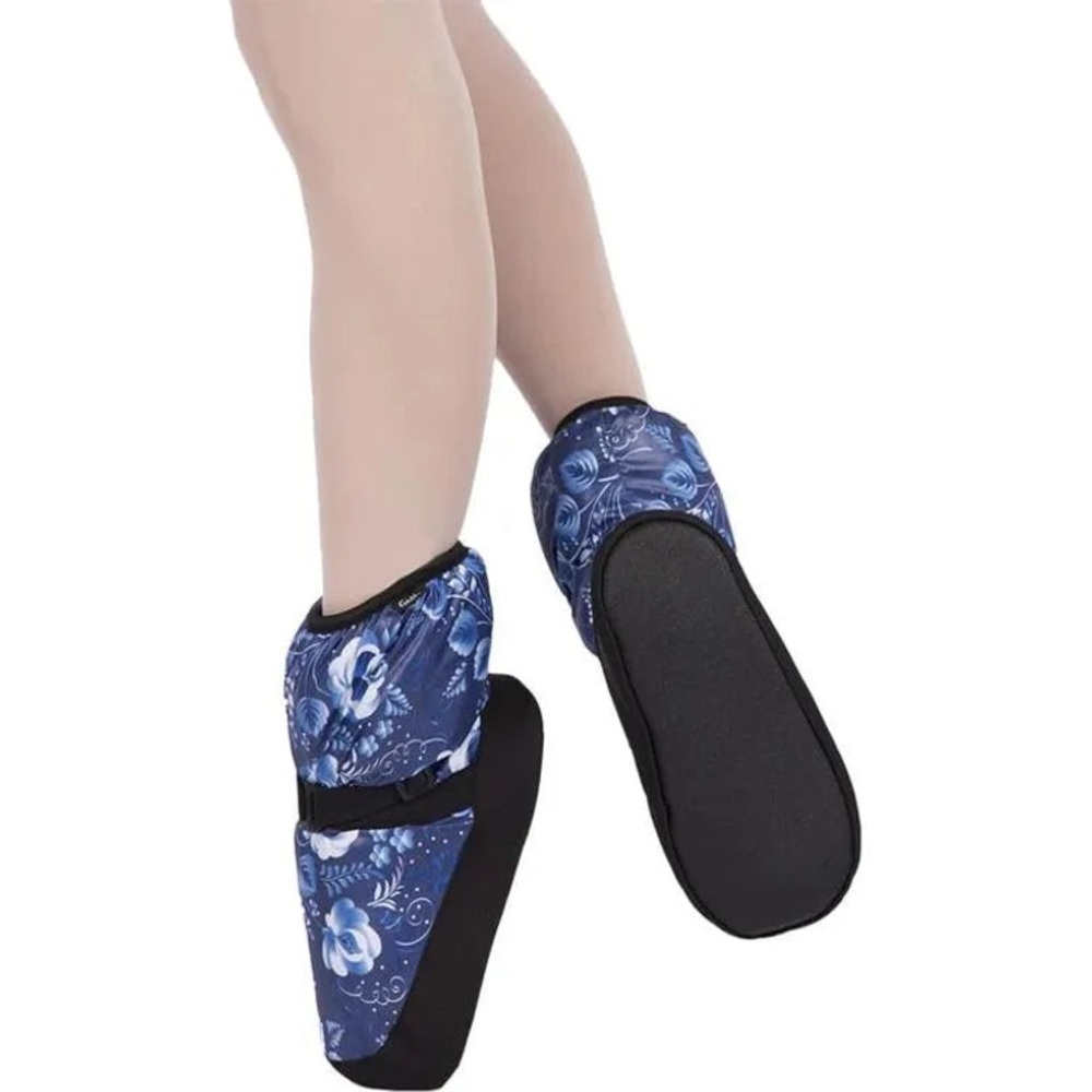 Grishko Dance Warm Up Floral Booties, Blue, Size 7-7.5.